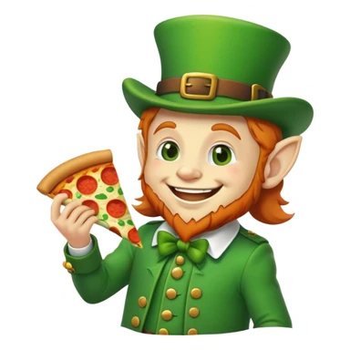 Leprechaun eating pizza sticker