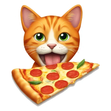 Orange cat eating pizza sticker