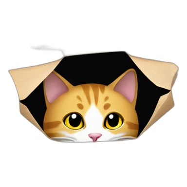 Cat hides in paper bag sticker