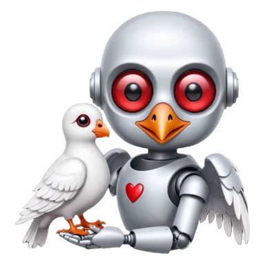 Vampire Robot with a Pigeon and they are in love sticker