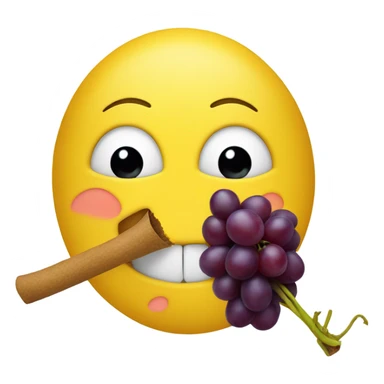 face eating a yellow stick with 2 grapes on the end  sticker