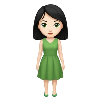 green dress black hair sticker