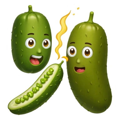A Couple fighting over a pickle sticker