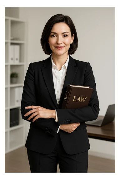 female lawyer, modern business attire, standing confidently sticker