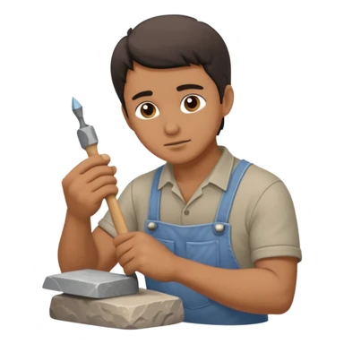 a sculptor during sculpting rock sticker