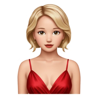 Jennifer Lawrence, in a red dress sticker