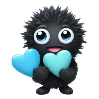 Soot sprite holding pastel blue heart sticker