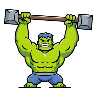 Hulk lifting Thor's hammer triumphantly sticker