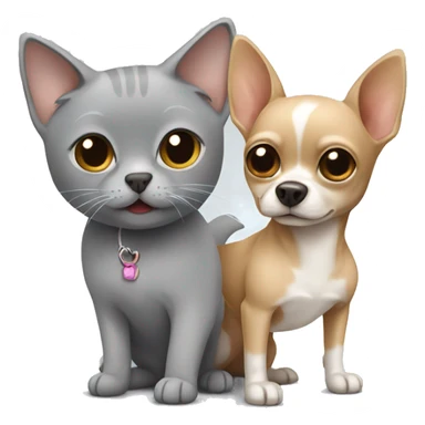 Gray cat and beige chihuahua sticker
