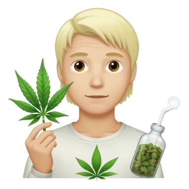 A guy with bleach blonde hair with weed  sticker