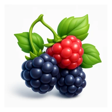 3D iOS style emoji with berries and green leaves sticker