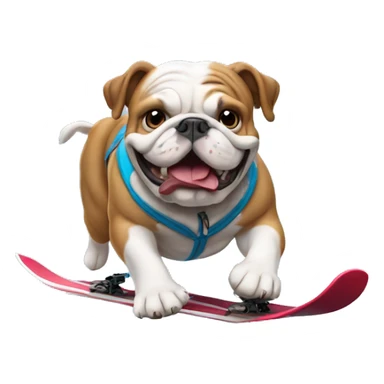 English bulldog skiing sticker