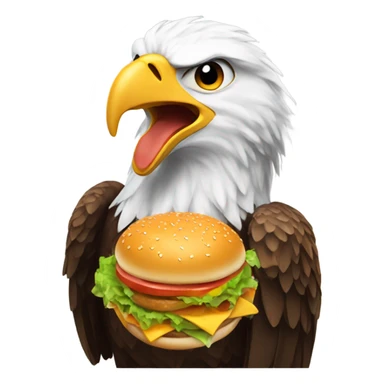 Eagle eating a hamburger sticker