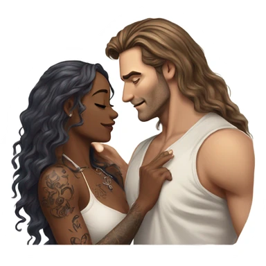 Photo Realistic beautiful woman slapping a very handsome tattooed man sticker