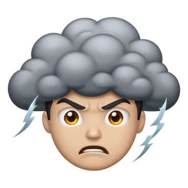 angry Thunderstorm Cloud, face, gray sticker