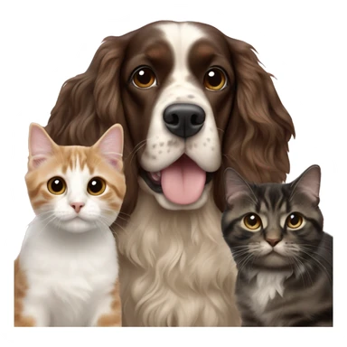 English cocker spaniel with two Cats  sticker