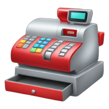 gray cash register red handle sticker