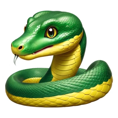 cinematic-cute-Green anaconda-portrait-emoji,-head-tilted-playfully-and-inquisitively,-with-a-sleek,-shimmering-body-adorned-with-detailed-scale-sriped patterns-and-round,-sparkling-eyes-full-of-wonder,-simplified-yet-irresistibly-adorable-features sticker