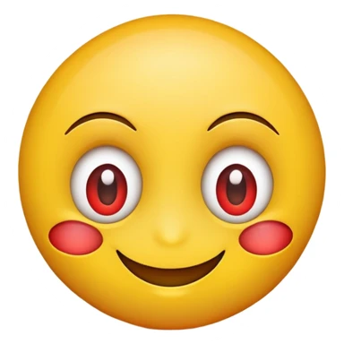 A smiley emoju with big eyes and the eyes have a red tint to them sticker
