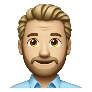 guy with a manbun and no beard and a light blue dotted dress shirt portrait sticker