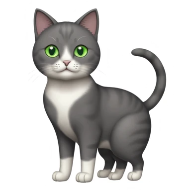 full body solid dark grey cat with green eyes, white paws and white whiskers sticker