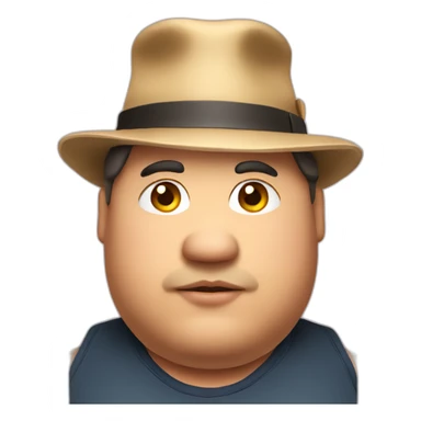 Fat man with tiny hat sticker