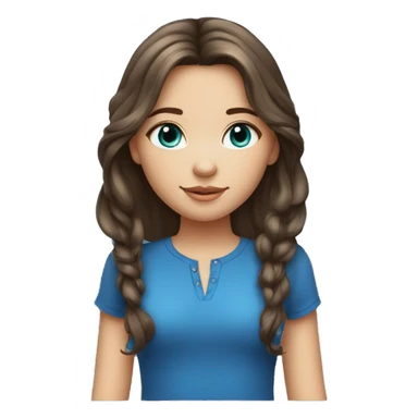 Jeune fille aux yeux bleus avec les cheveux mi-long chatain foncé sticker