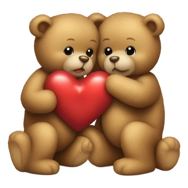 kissing teddy bears with heart sticker