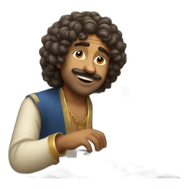 indian man with curly hair playing harmonium sticker