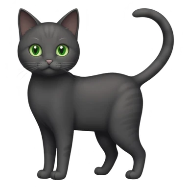 full body solid dark grey cat with green eyes, white paws and white whiskers sticker