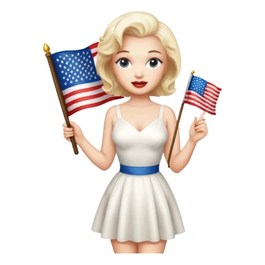 Marilyn Monroe, with american flag sticker