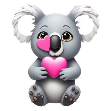 koala holding a pink heart sticker