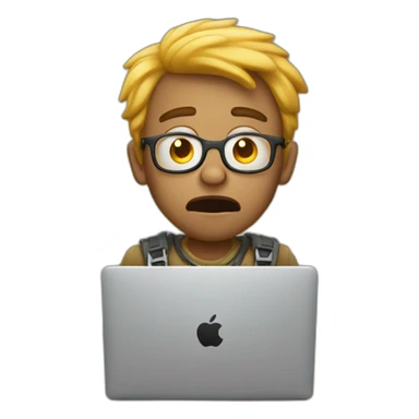 scared developer with macbook sticker