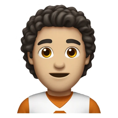 Man with dark hair, pale skin, University of Texas Longhorns clothing sticker