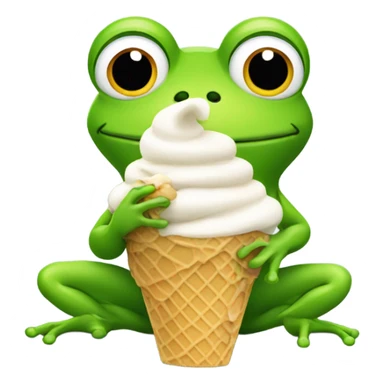 Frog eating ice cream sticker