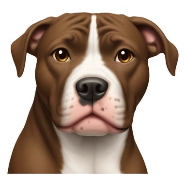 pitbull with half brown and half white on face  sticker