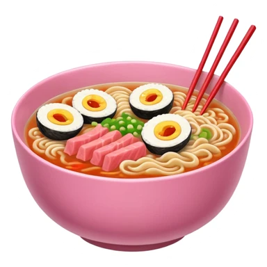 Ramen in a pink bowl sticker