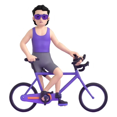 shirtless male athlete with white skin and moderately curly black hair on top with shaved sides, wearing purple bike sunglasses with black tinted lenses sticker