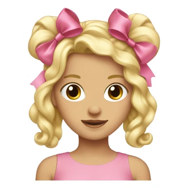 blonde girl with pink bows in her hair  sticker