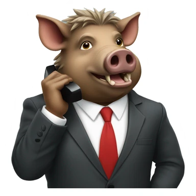 boar in a business suit talking on the phone
 sticker