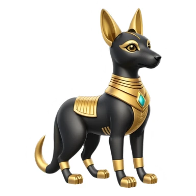  Short-eared Black fur gold robot beautiful female anubis puppy statue posed  sticker