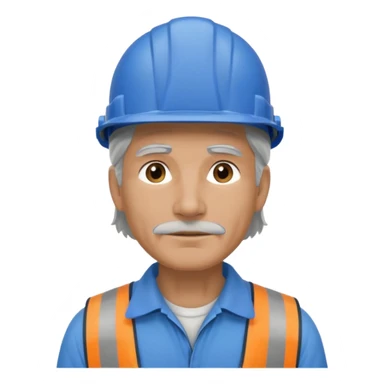 blue helmet old, long hair construction worker with earrings man sticker