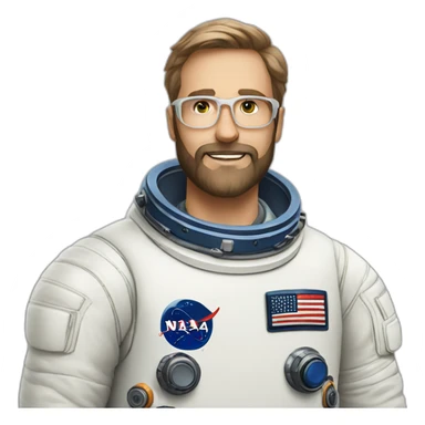 astronaut beard caucasian-man white-glasses sticker