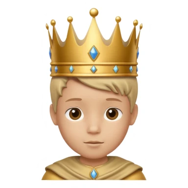 Royal Kid boy with crown head 3d only face half rotate sticker