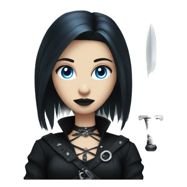 goth girl with blue eyes holding dagger sticker