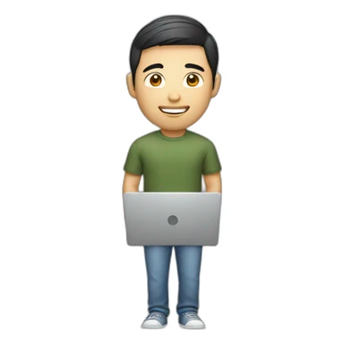 asian male with laptop sticker