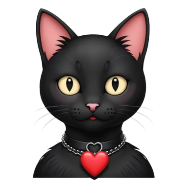 emo black cat with a heart collar sticker