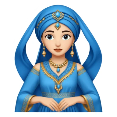 woman in moroccan culture style blue detailed dress sticker