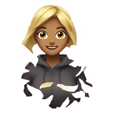 Anime girl playing in a pile of leaves sticker