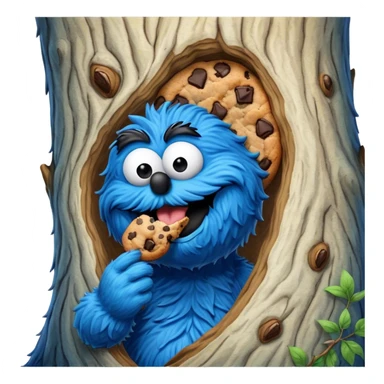 Cookie Monster licking a tree sticker